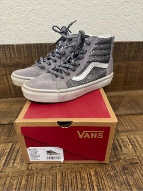 Vans Sk8-Hi Glitter Suede High Top Sneakers - Gray & Silver